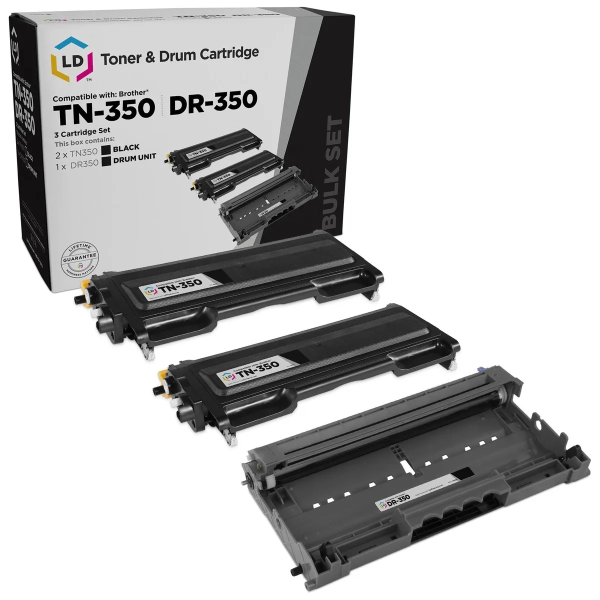 LD Products LD Products TN350 DR350 Combo Pack 2 Black Toner 1 Drum Unit — product photo