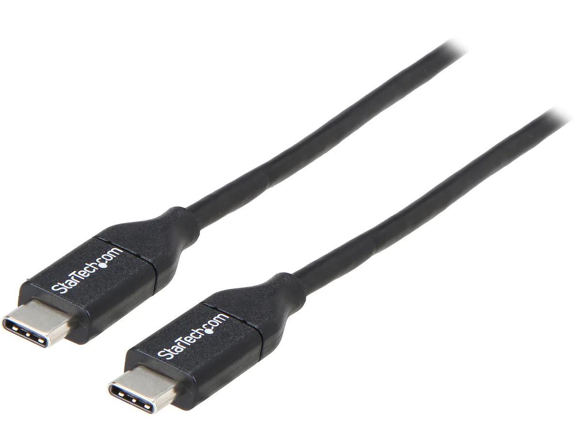 Black 3 m USB 2.0 cable with USB-C male connectors at both ends