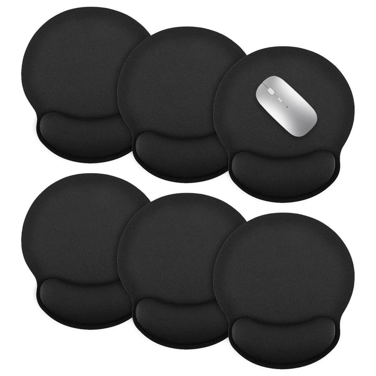  Tobeelec Ergonomic Mouse Pad with Wrist Rest, 6 Pack, Black, 9x7.25 in — product photo