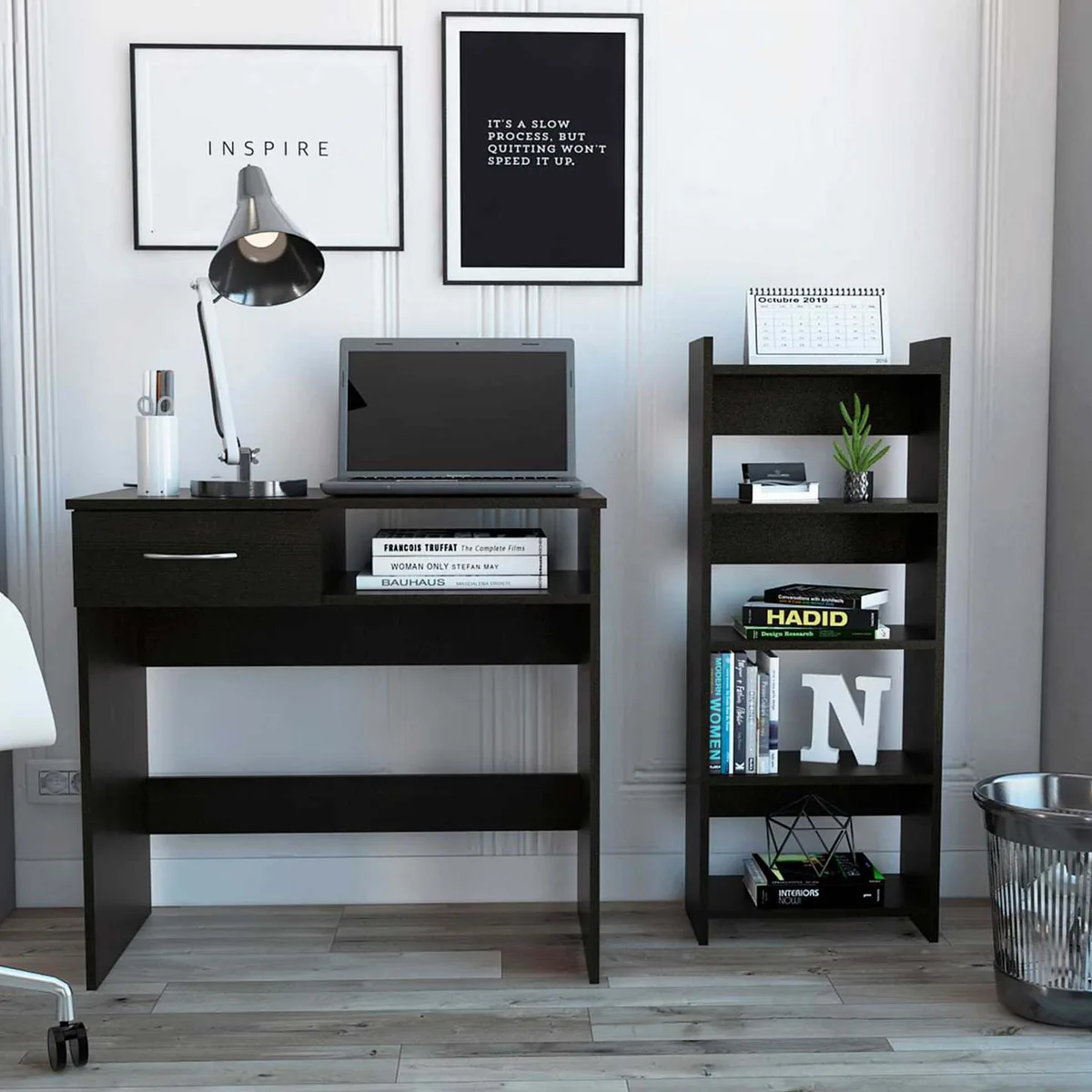 FM FURNITURE FM FURNITURE FM5593CLW 2-Piece Desk &amp; Bookshelf Set 31.5" W — product photo