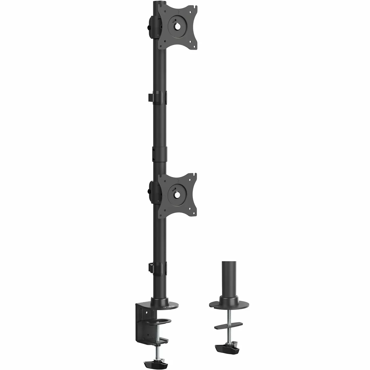 VIVO VIVO Dual Vertical Monitor Desk Mount 2 Screens 13-34in 22lb VESA 75/100mm 31.5in Pole C-Clamp Grommet — product photo