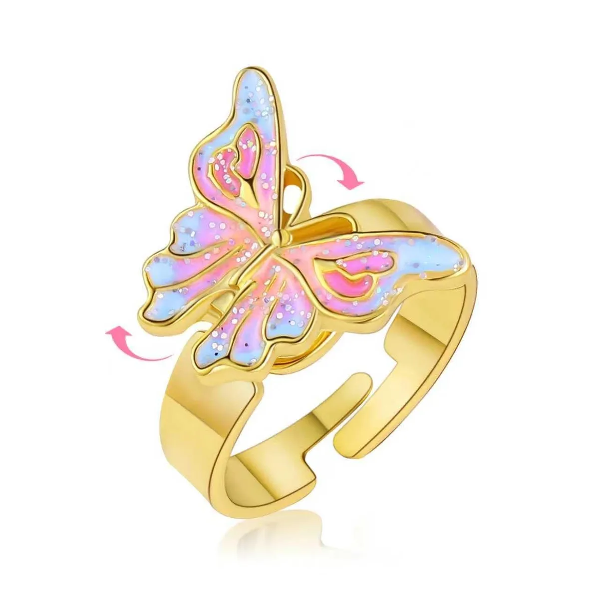 XinTeAcc LJ-A0051 18K Gold Plated Adjustable Butterfly Spinner Ring — product photo