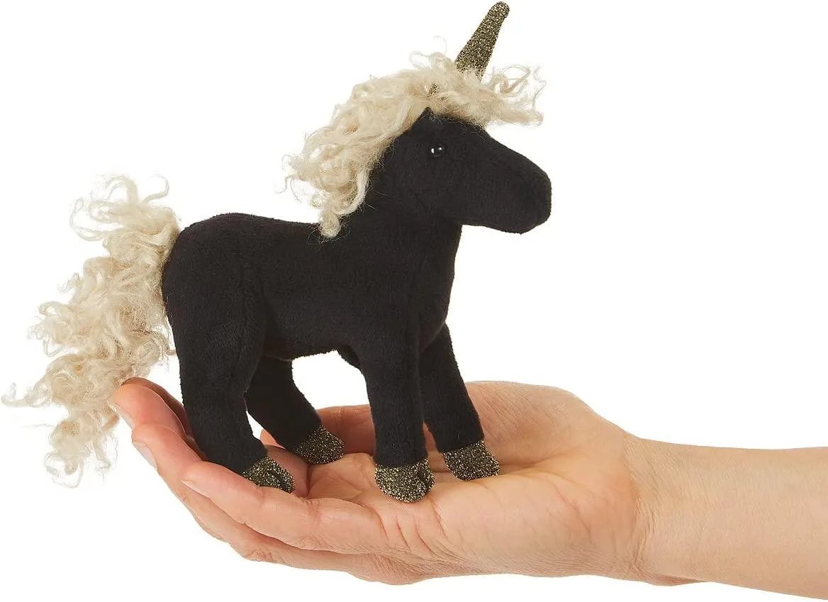 Folkmanis Puppets Folkmanis Puppets Mini Black Unicorn Finger Puppet 6x3x5 in — product photo
