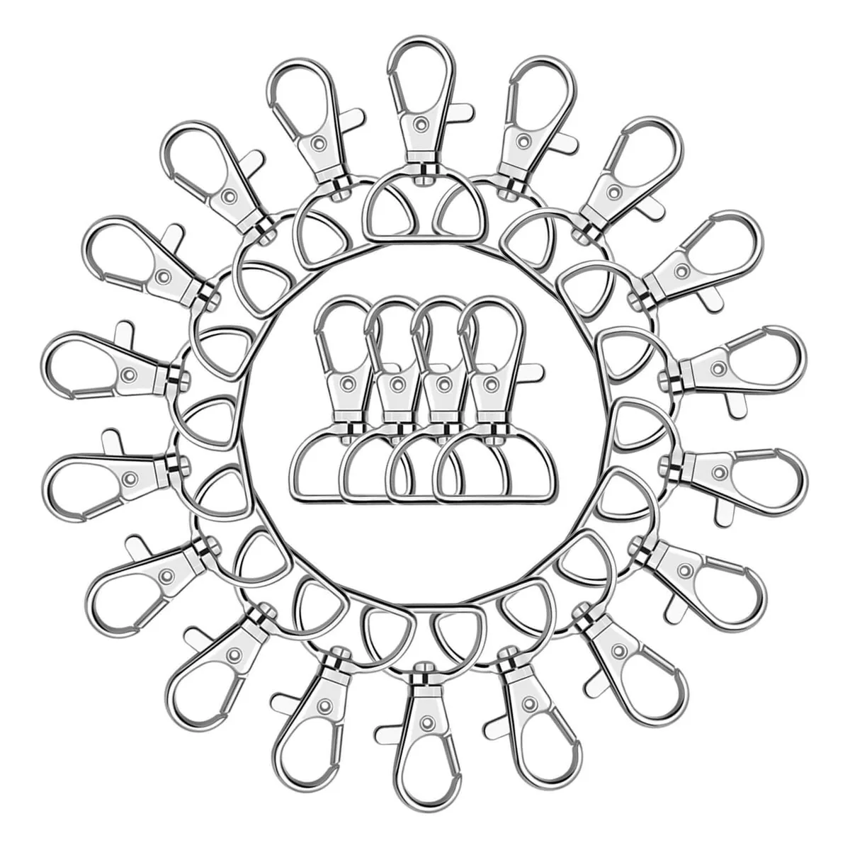  Anezus D Ring Clip Keychain 60 Pack 1 Inch — product photo