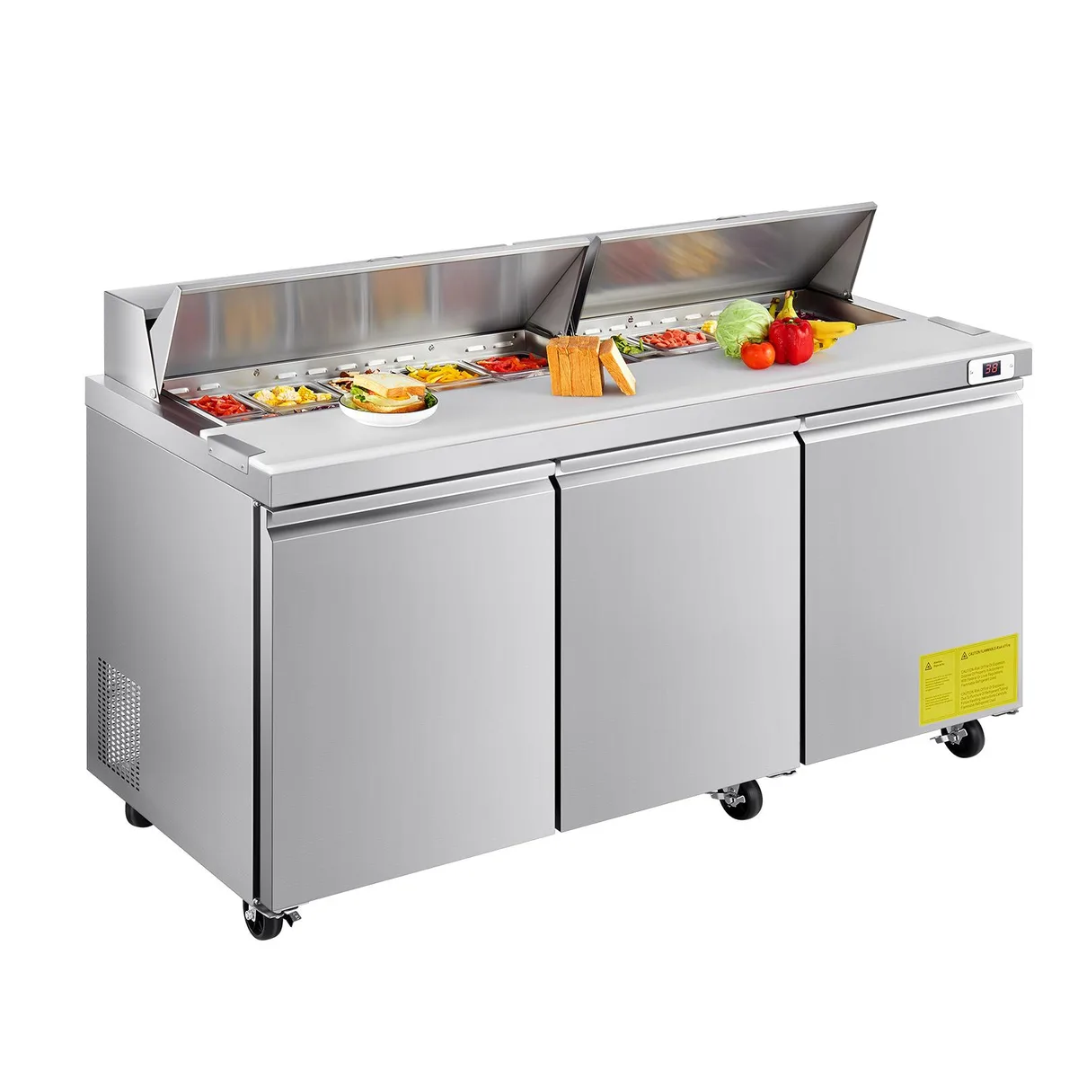 VEVOR VEVOR 72"W 18.7 Cu. Ft Sandwich Prep Refrigerated Table with 18 Pans — product photo