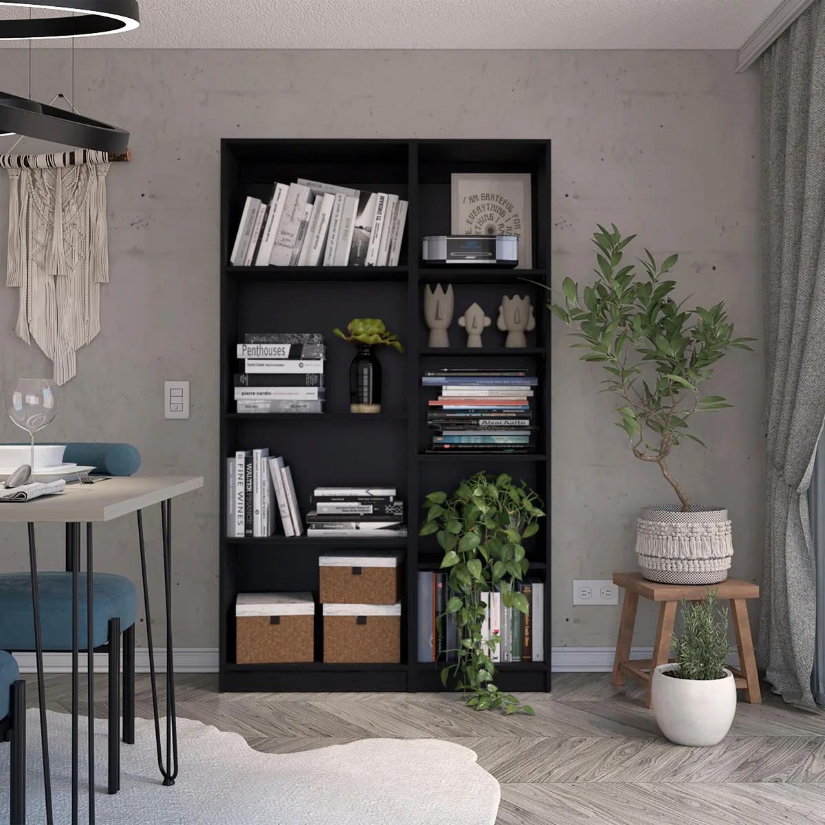 FM FURNITURE FM FURNITURE Sutton Slim 2 Piece Bookcase Set Black C2-ECHW — product photo