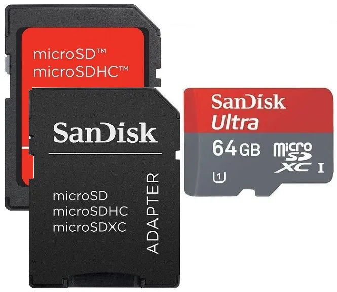 SanDisk SanDisk SDSDQU-064GB-2SDA 64GB microSDXC Class 10 UHS-I 30MB/s memory card — product photo