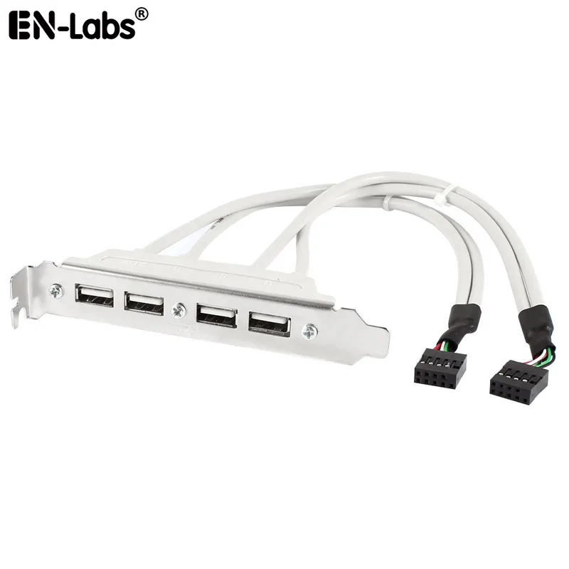 EN-Labs EN-Labs 4-Port USB 2.0 Bracket Adapter, Dual 10-Pin to 4×Type A, 30 cm, Gray — product photo