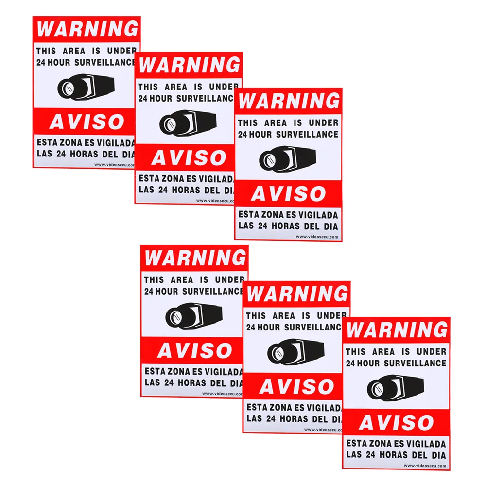 VideoSecu VideoSecu S011K6 6 Security Camera Warning Stickers 11.5x8.3 — product photo