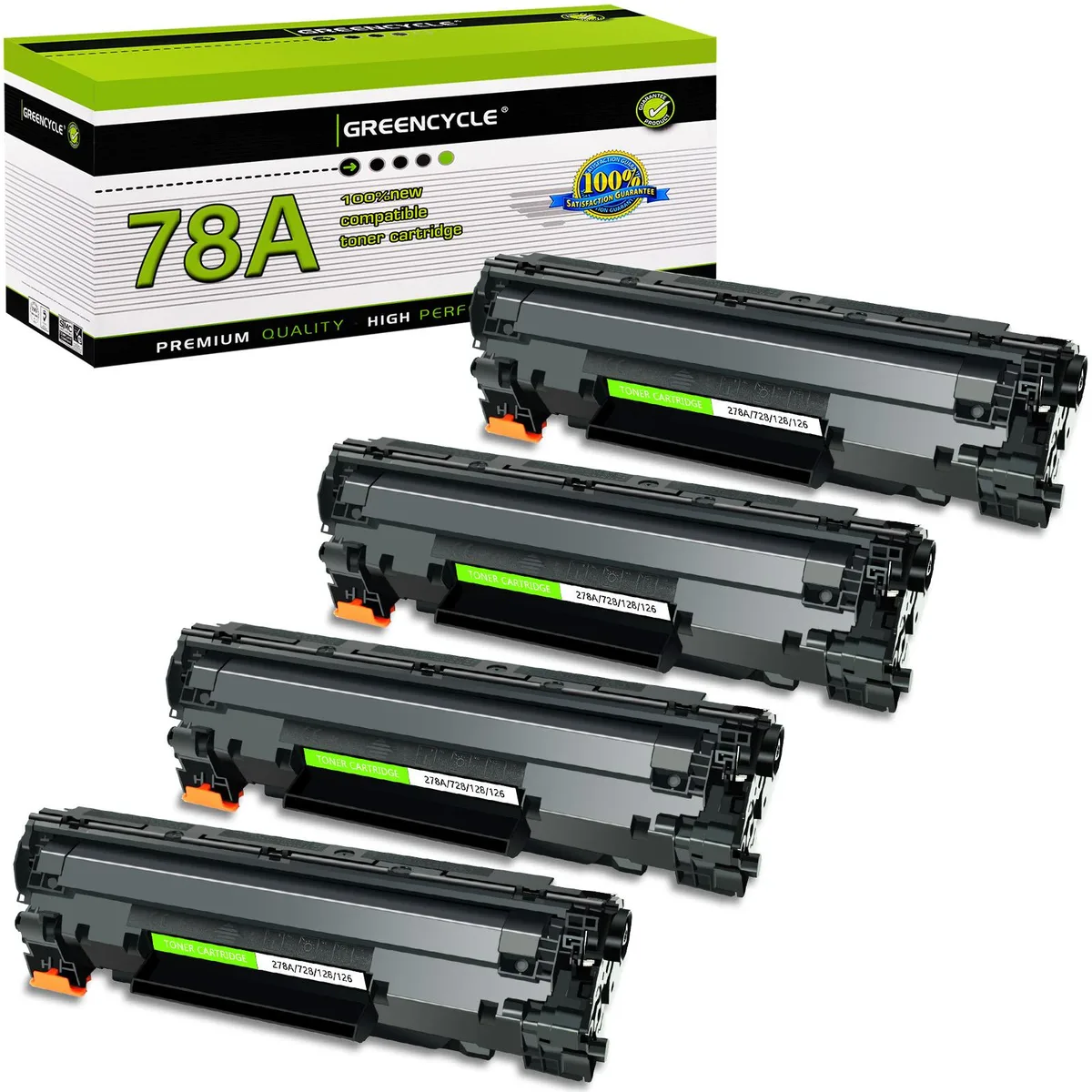 GREENCYCLE GREENCYCLE 4 Pack CE278A 78A Black Toner Cartridge — product photo