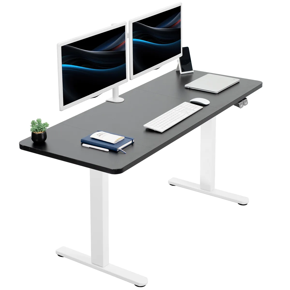 VIVO VIVO Electric Standing Desk 60 x 24 Black Top White Frame — product photo