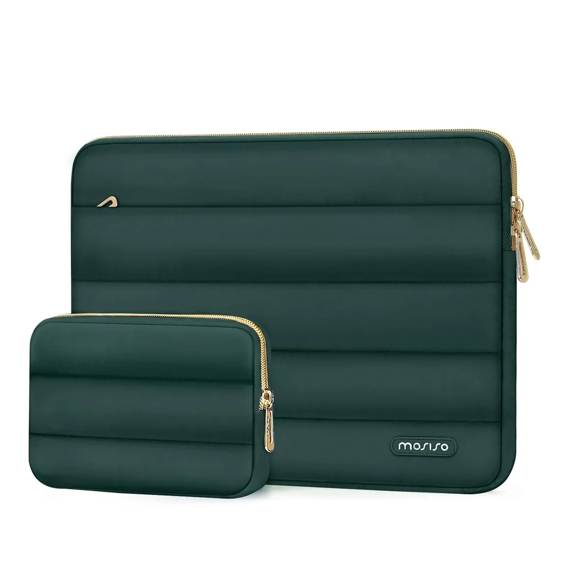 Mosiso Mosiso 13.3 inch Puffy Laptop Sleeve 2 in 1 Accessory Peacock Green — product photo
