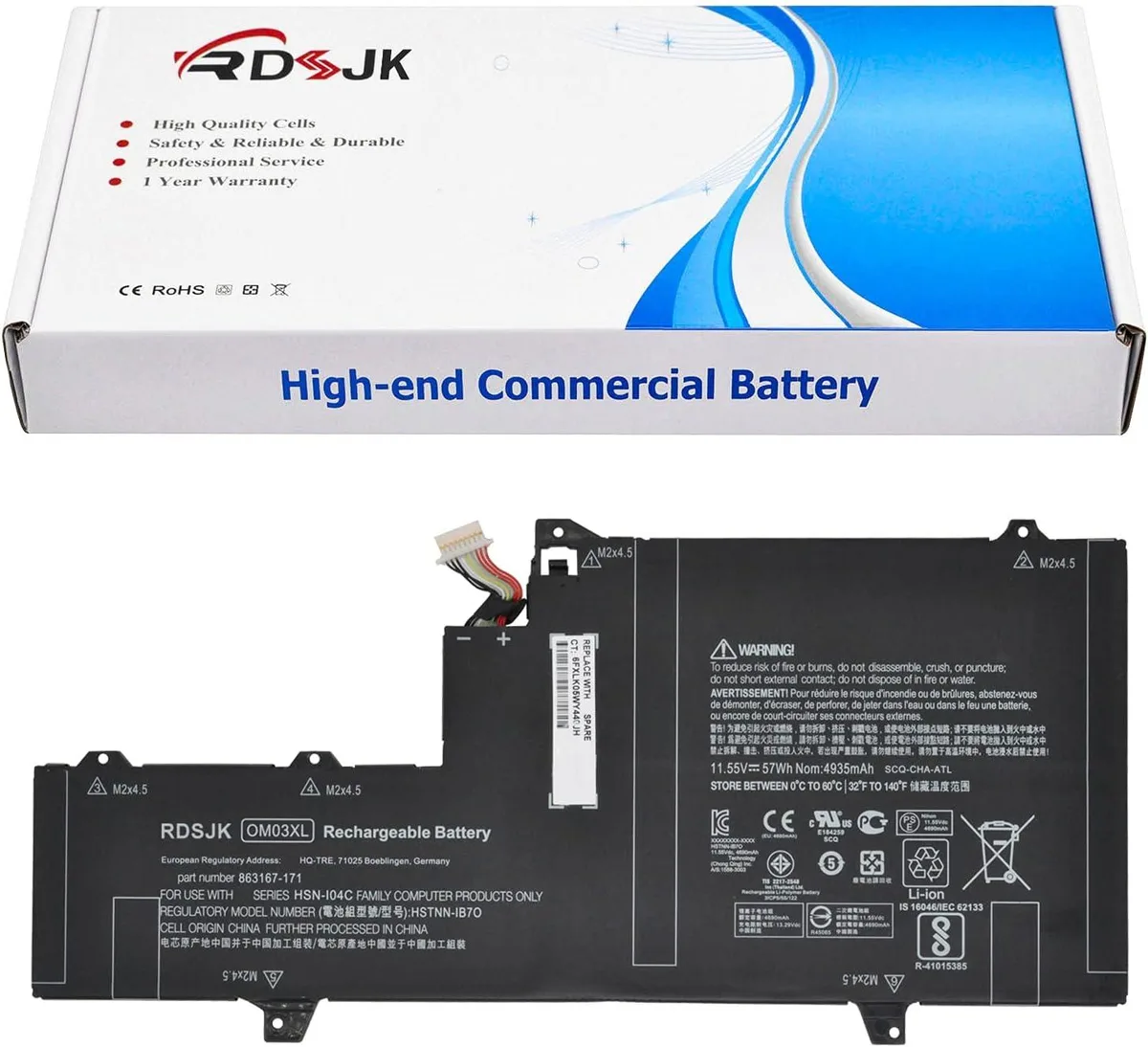TAURKENAM TAURKENAM laptop battery 11.55V 57Wh for HP EliteBook X360 1030 G2 — product photo