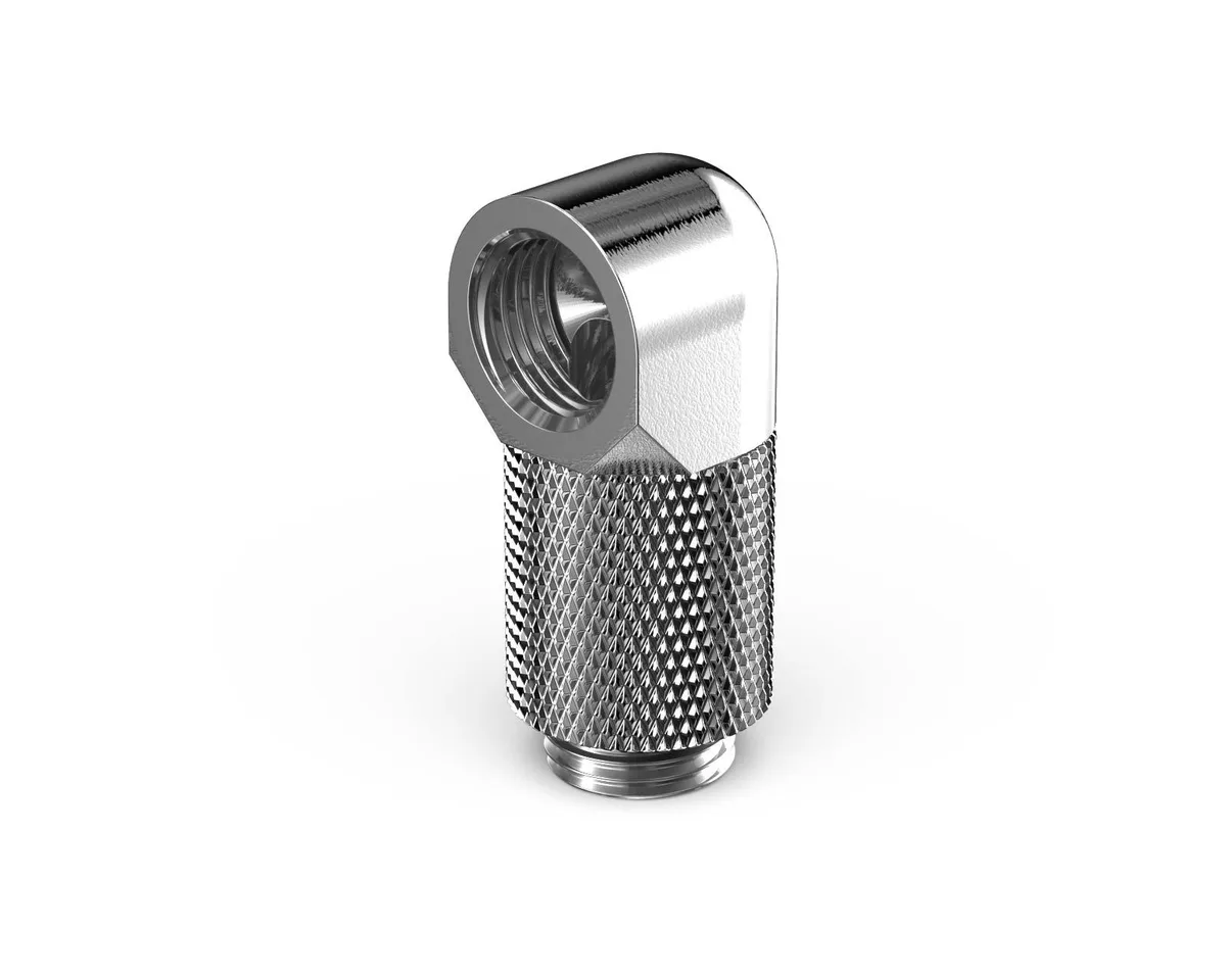PrimoChill PrimoChill G1/4 90° Rotary 20mm Extension Elbow Fitting Silver Nickel — product photo