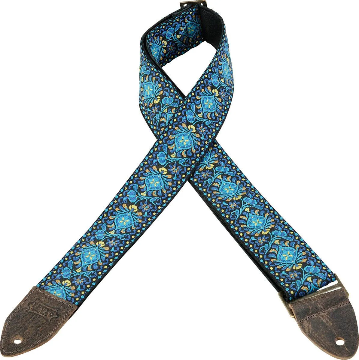Levy's Leathers Ltd. Levy's Leathers Ltd. 2" Hootenanny Jacquard Weave Guitar Strap Blue Floral 56 — product photo