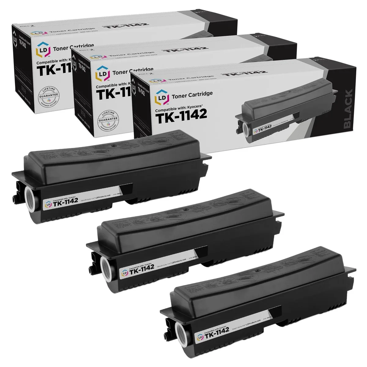LD Products LD Products TK-1142 Black Toner Cartridge 3-Pack 7200 Pages — product photo