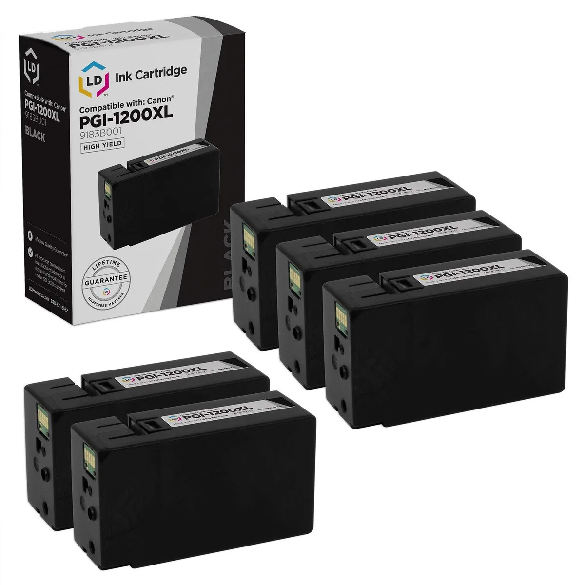 LD Products LD Products Compatible Ink Cartridge for Canon PGI-1200XL 9183B001 High Yield Black 5-Pack — product photo