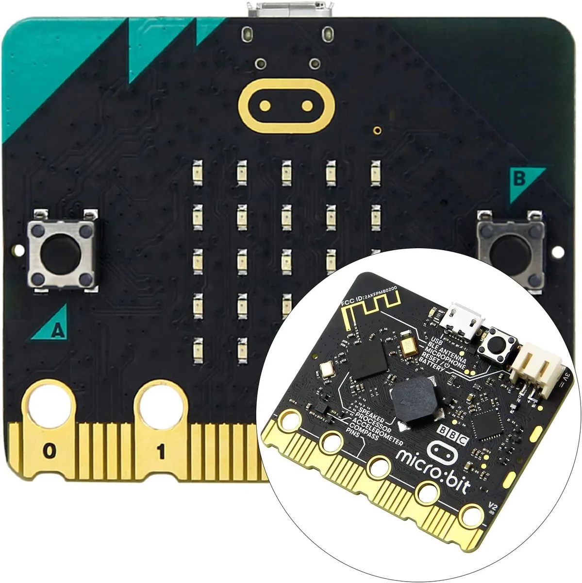 Small rectangular green circuit board with gold edge connector and components visible