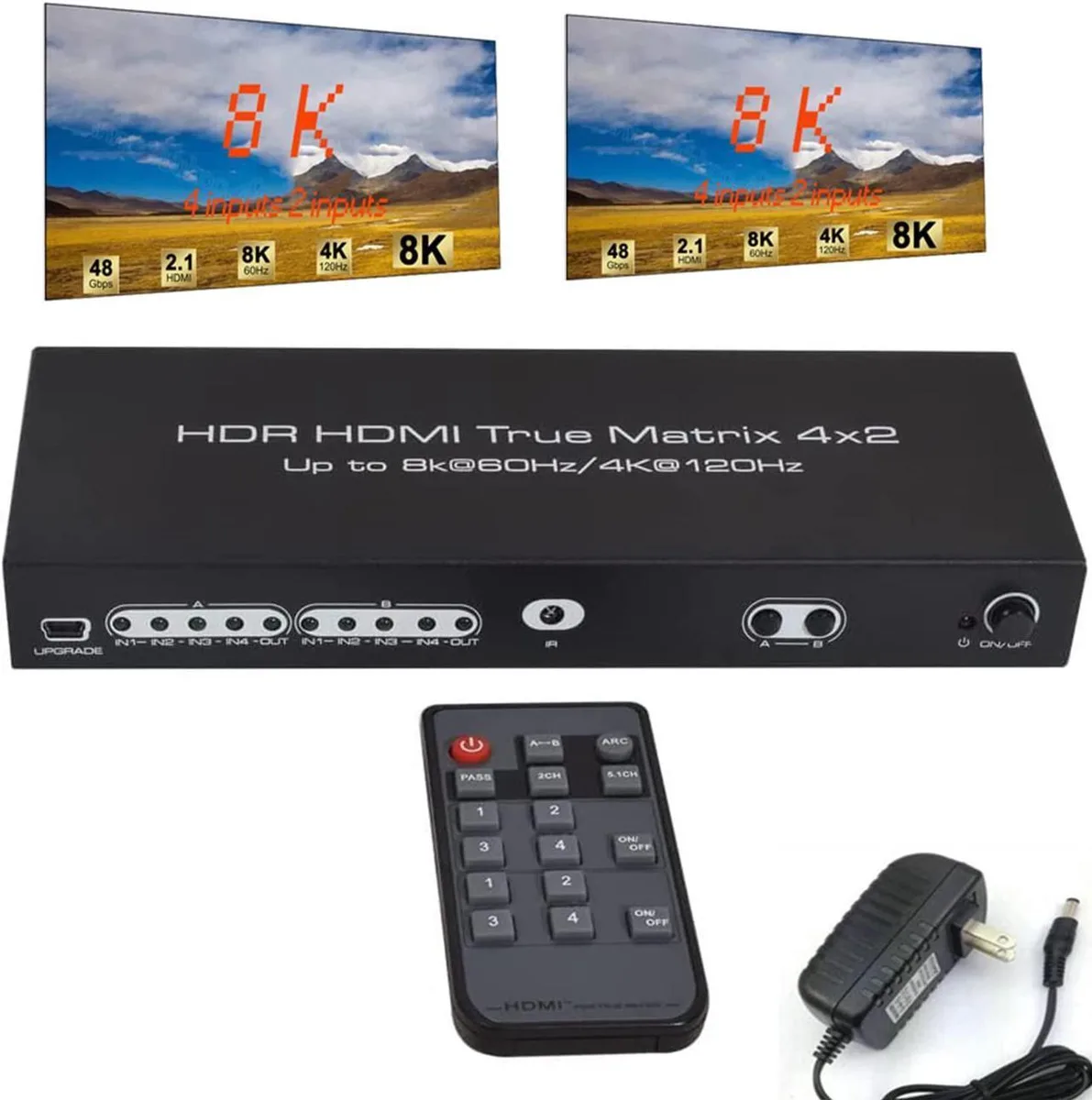 Vszerda Vszerda 4x2 HDMI Matrix 8K 60Hz 4K 120Hz HDR HDCP 2.3 40 Gbps — product photo