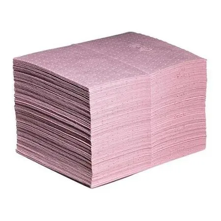 Pink polypropylene absorbent mat pads, 100 pack, perforated 15 by 20 inches
