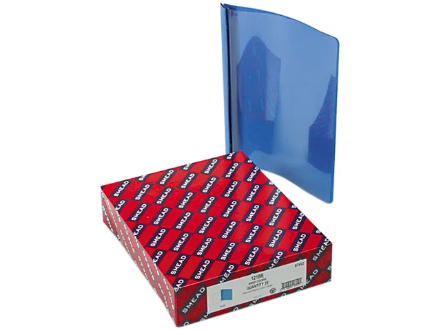 Smead Smead 87452 Poly Report Cover, Tang Clip, Letter, Clear/Blue, 25/Box — product photo