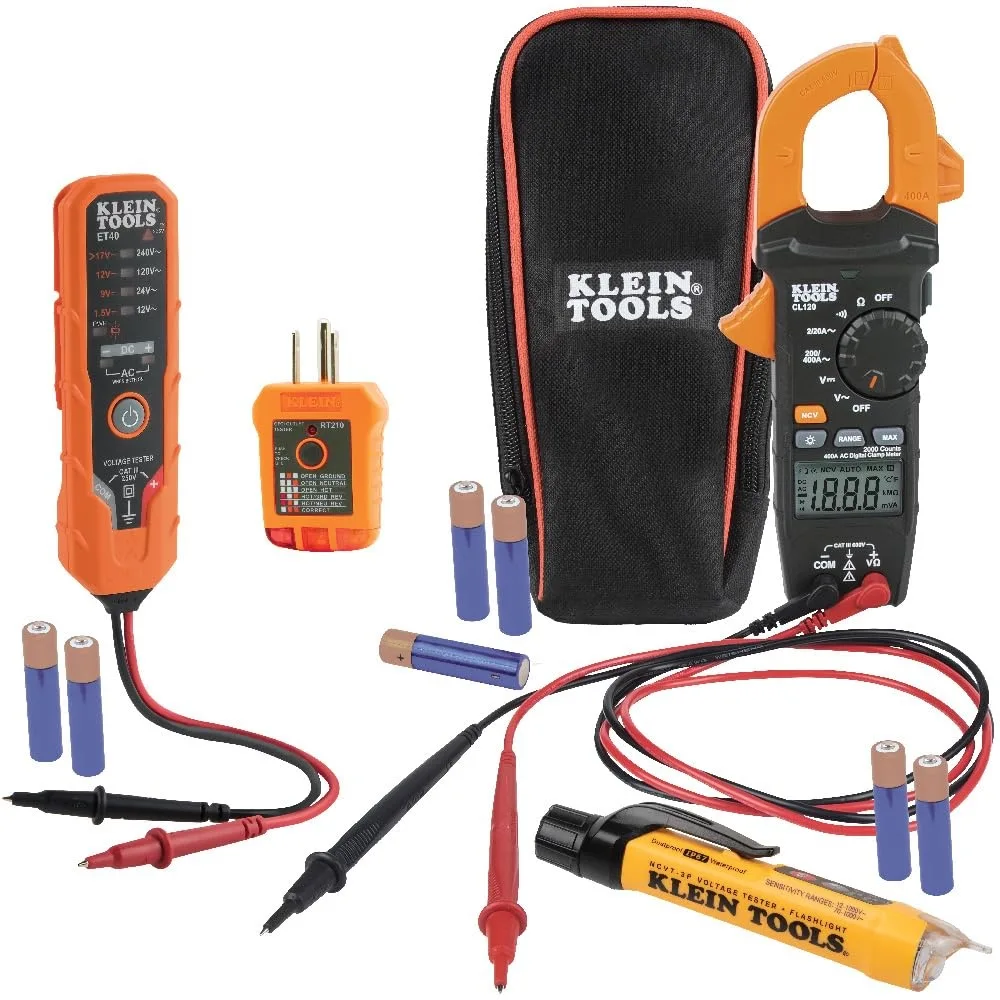 aFe Power CL120VP clamp meter kit in padded pouch with test leads and three testers