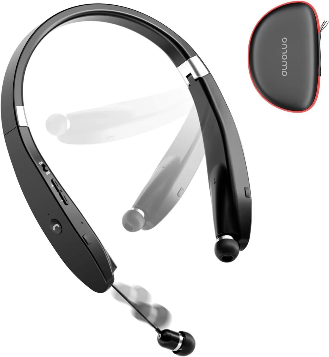 No Sew No Sew HT-09 Bluetooth 5.2 Neckband Headphones, 16h, Retractable Earbuds — product photo