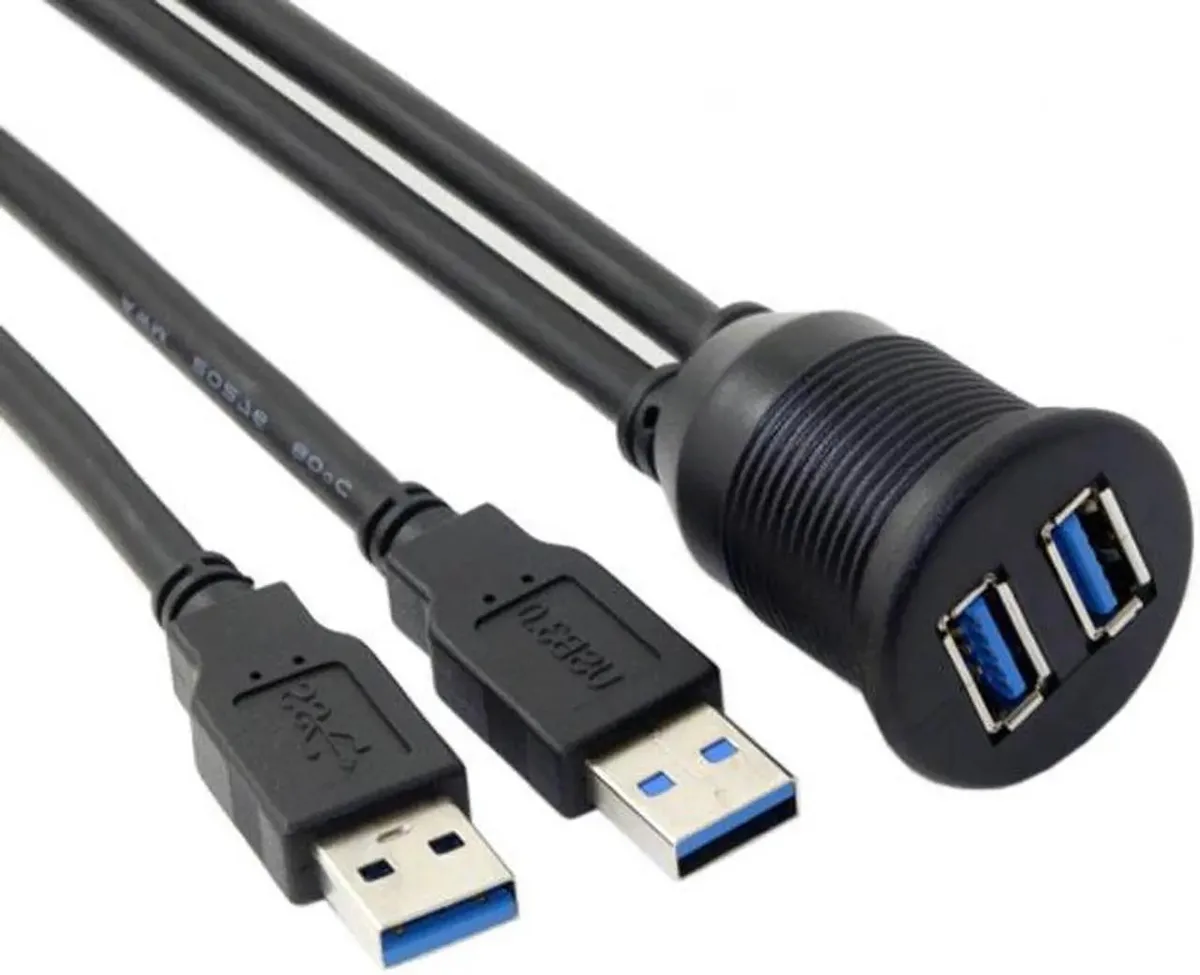 Vszerda Vszerda 1.0m Waterproof Dual USB 3.0 Extension AUX Flush Mount U3-383-2P-1.0M — product photo