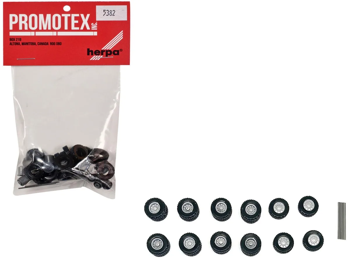 Promotex Promotex All-Terrain Wheel Set 1/87 HO 12 Wheels 20 Tires — product photo