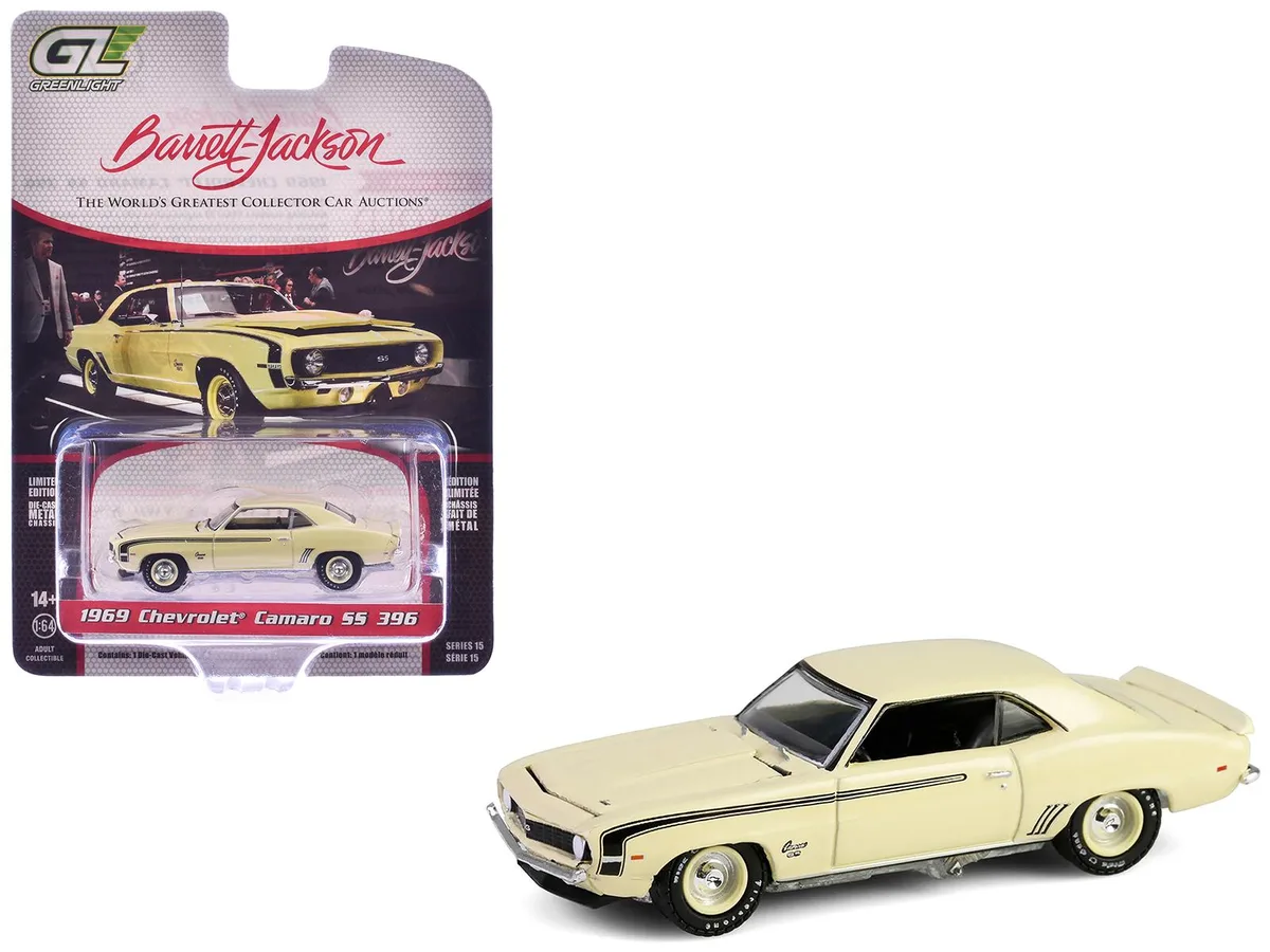 GREENLIGHT GREENLIGHT 1969 Chevrolet Camaro SS 396 Butternut Yellow Barrett-Jackson 1/64 Diecast — product photo