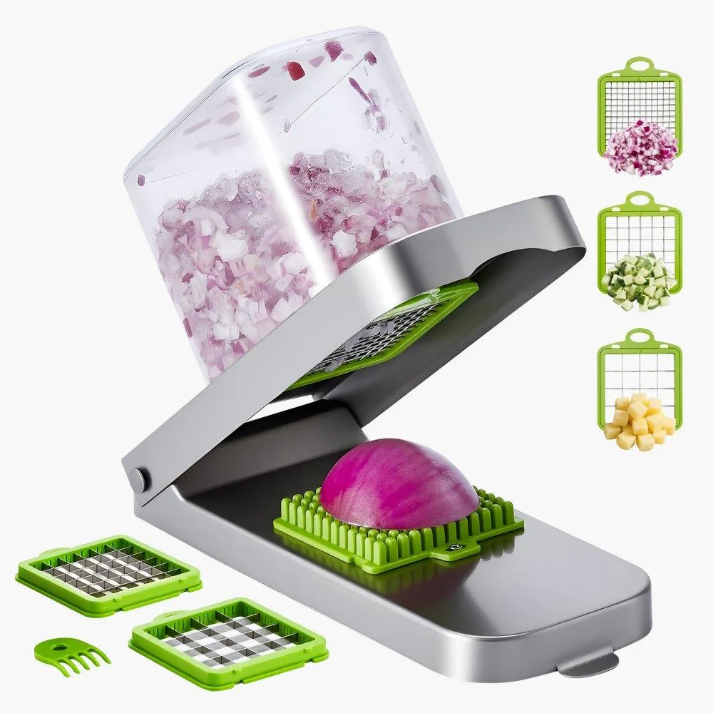 VEVOR VEVOR AY510 Vegetable Chopper 3 Blades .2 .47 .71 inch 1200ml Silver — product photo