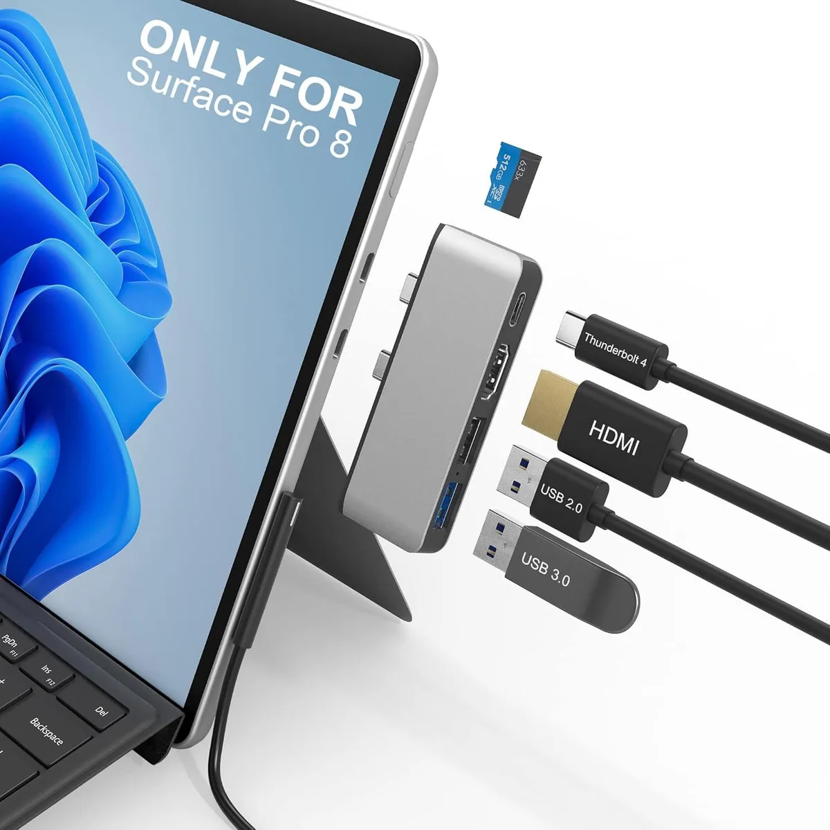 PISKEKAT PISKEKAT Surface Pro 8 Docking Station 4K HDMI USB-C 40Gbps USB 3.0 USB 2.0 TF — product photo