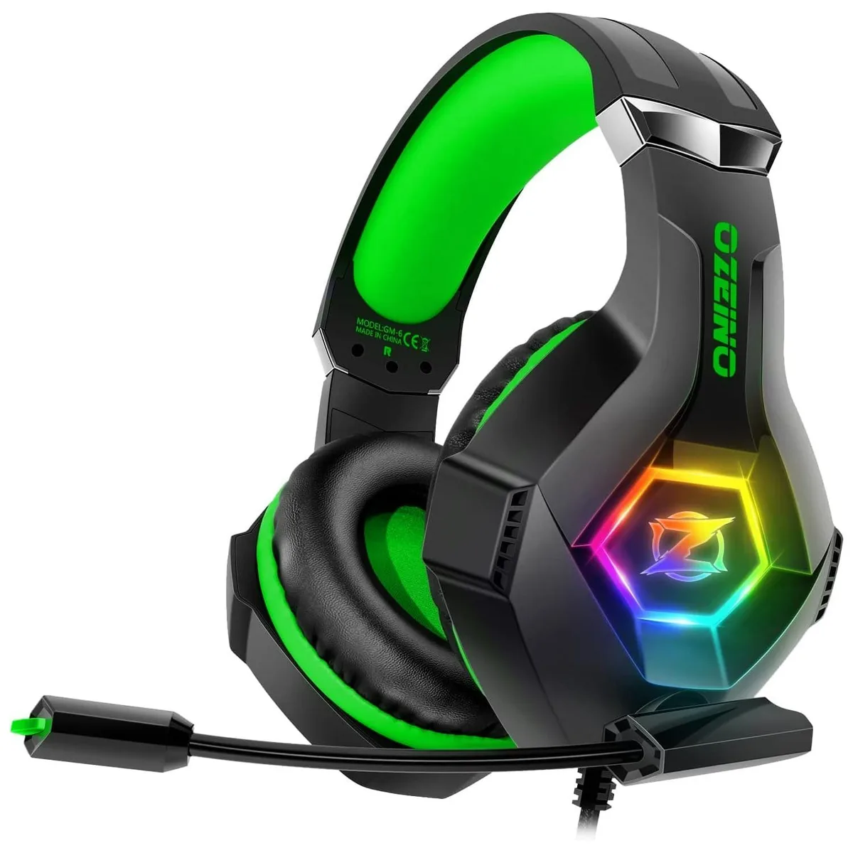  Ozeino ZW1 Gaming Headset Green 3.5 mm 50 mm 400 g — product photo
