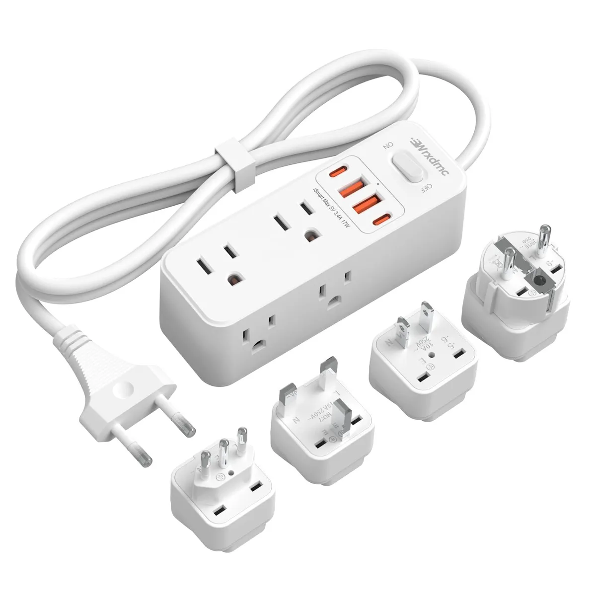 European Travel Plug Adapter 10A 17W 5ft cord — product photo