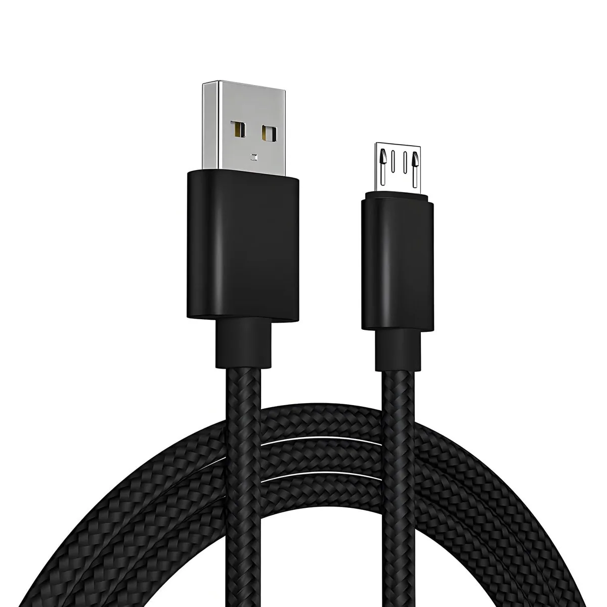 Black Micro USB 2.0 cable, 6.6ft, nylon braided finish