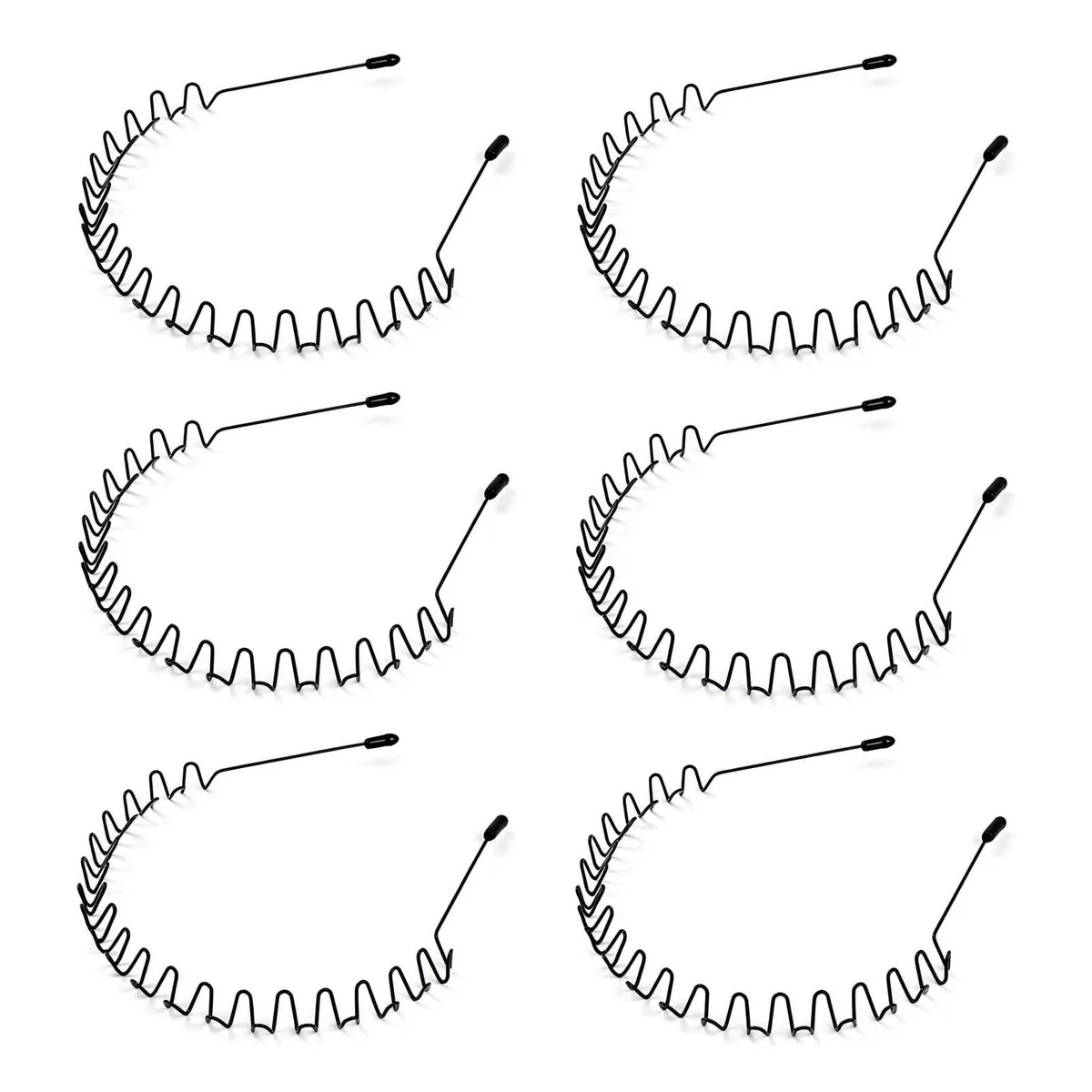  6Pcs Metal Headband Black Wavy Non-Slip Elastic Prop — product photo