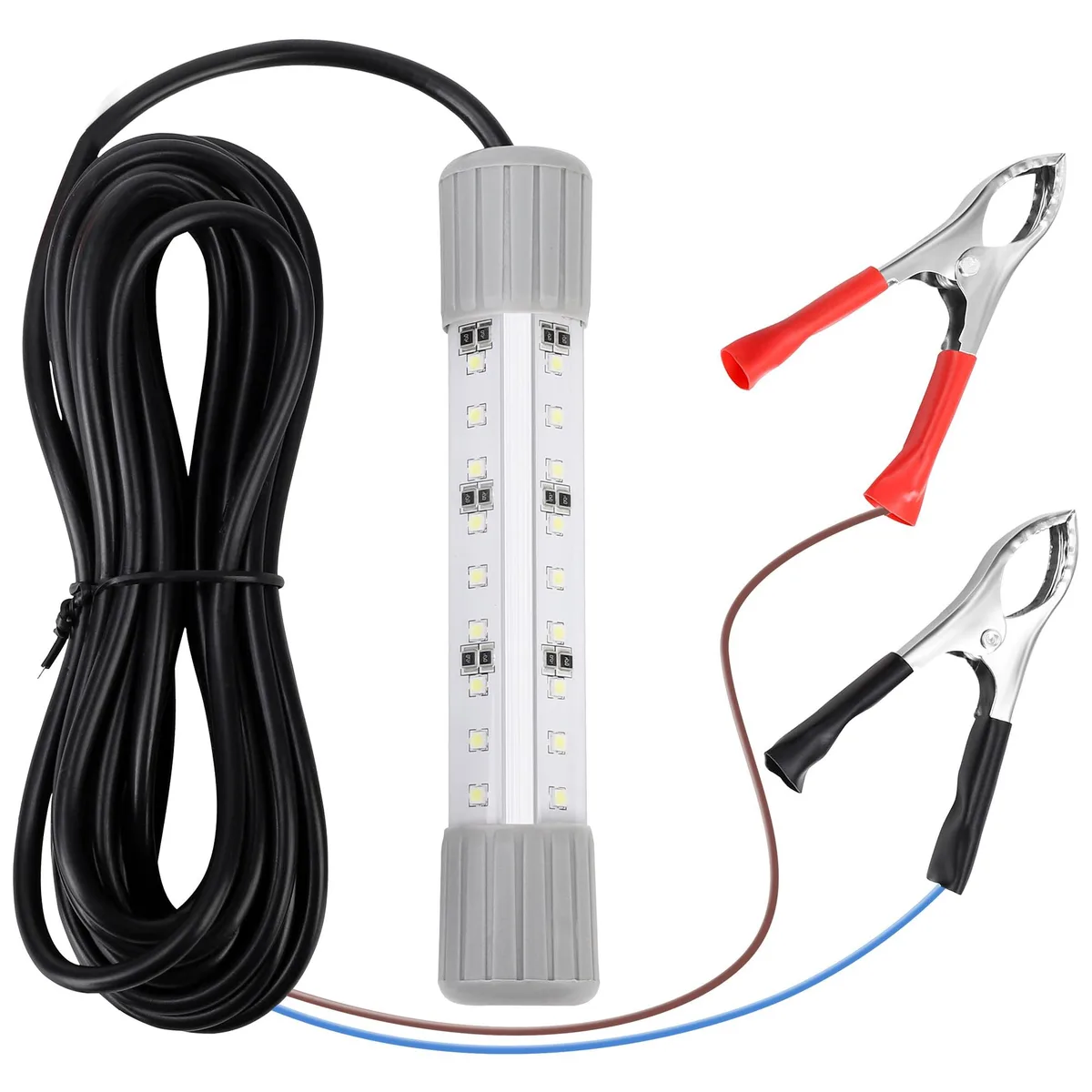 Black cylindrical LED spotlight 1.1 inches diameter six inches long with seventeen foot cord