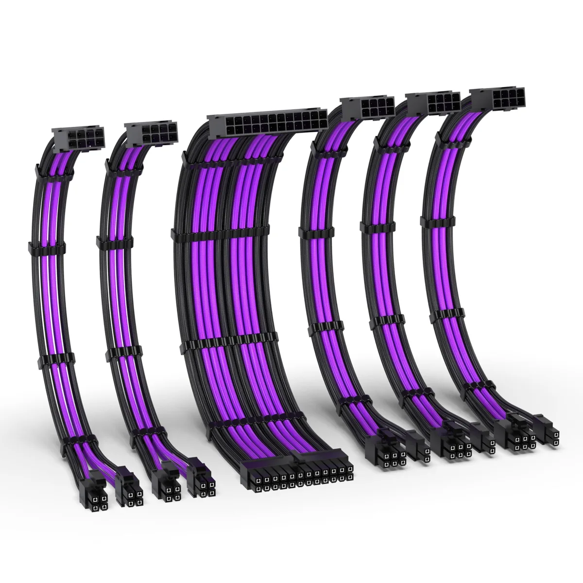  EZDIY-FAB EZDPI228-5 16AWG PSU Extension Kit 300mm 24-Pin/2xEPS/3xPCIe Black Purple — product photo