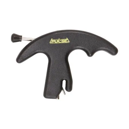 Black compact thumb-activated archery release with molded finger grooves