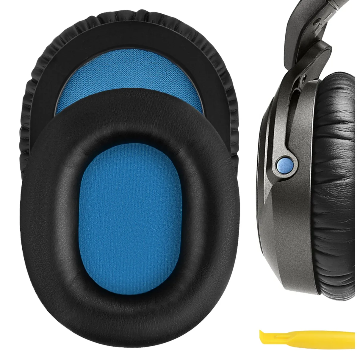 Geekria Geekria QuickFit Protein Leather Ear Pads for Sennheiser HD8 DJ (Black) — product photo