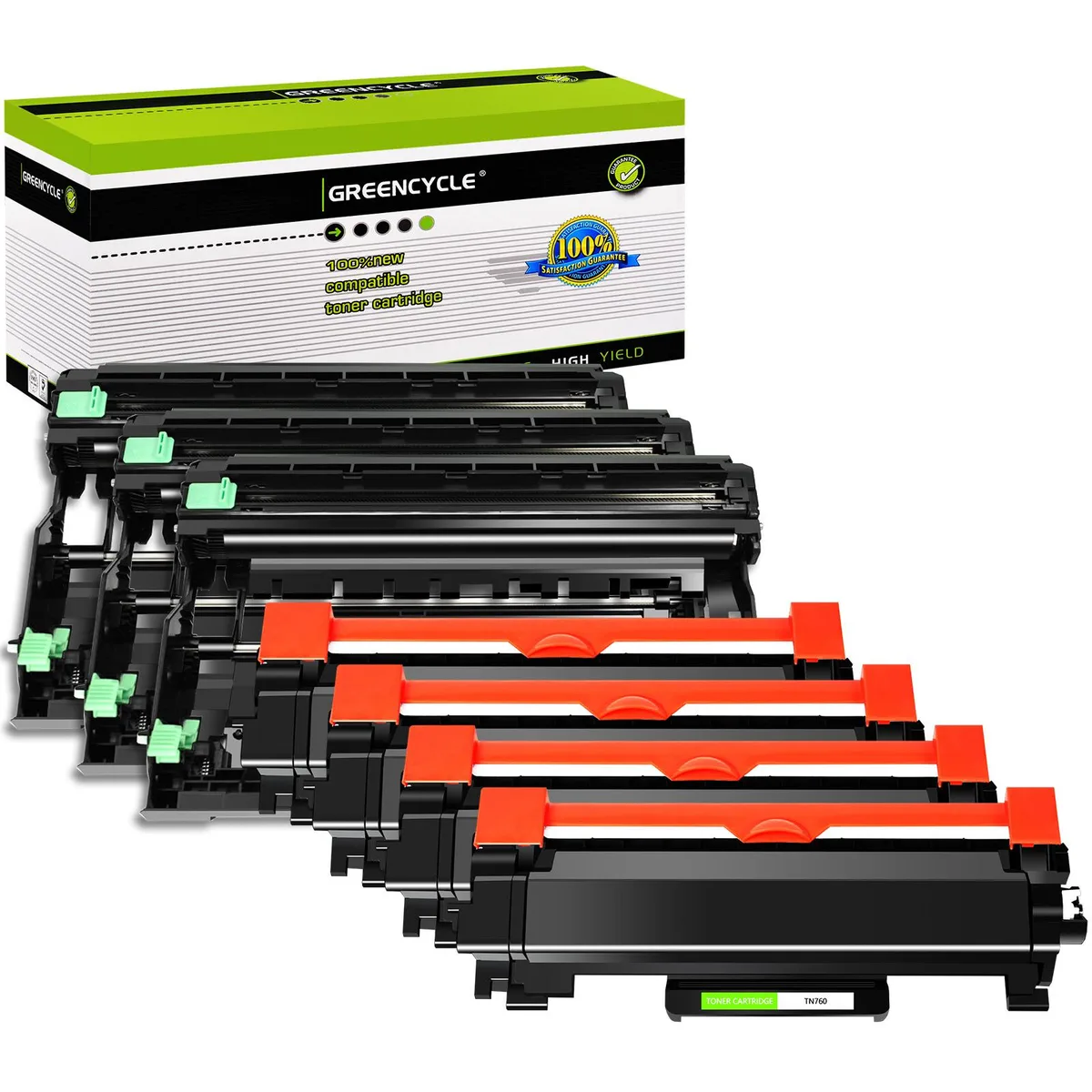 GREENCYCLE GREENCYCLE TN760 4 toner 3 drum pack toner cartridge — product photo