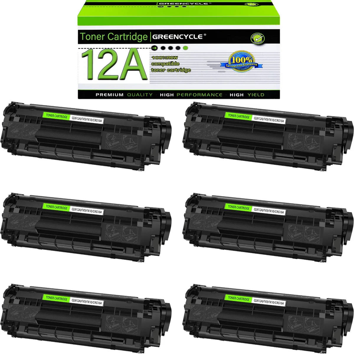 GREENCYCLE GREENCYCLE 12A Black Toner Cartridge 6 Pack Compatible HP Q2612A — product photo
