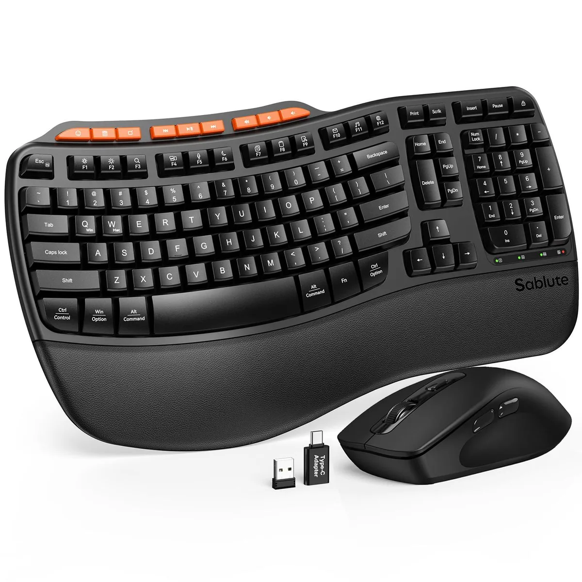  Keychron MA31 Ergonomic Wireless Keyboard &amp; Mouse Combo, 50 Inches, Black — product photo