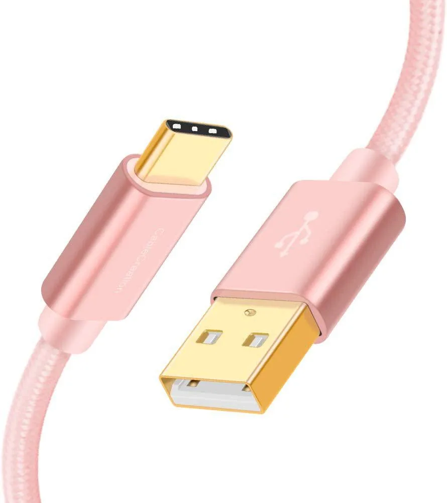 CableCreation CableCreation USB A to USB C Cable Braided 10FT 3A 60W 480Mbps Rose Gold — product photo