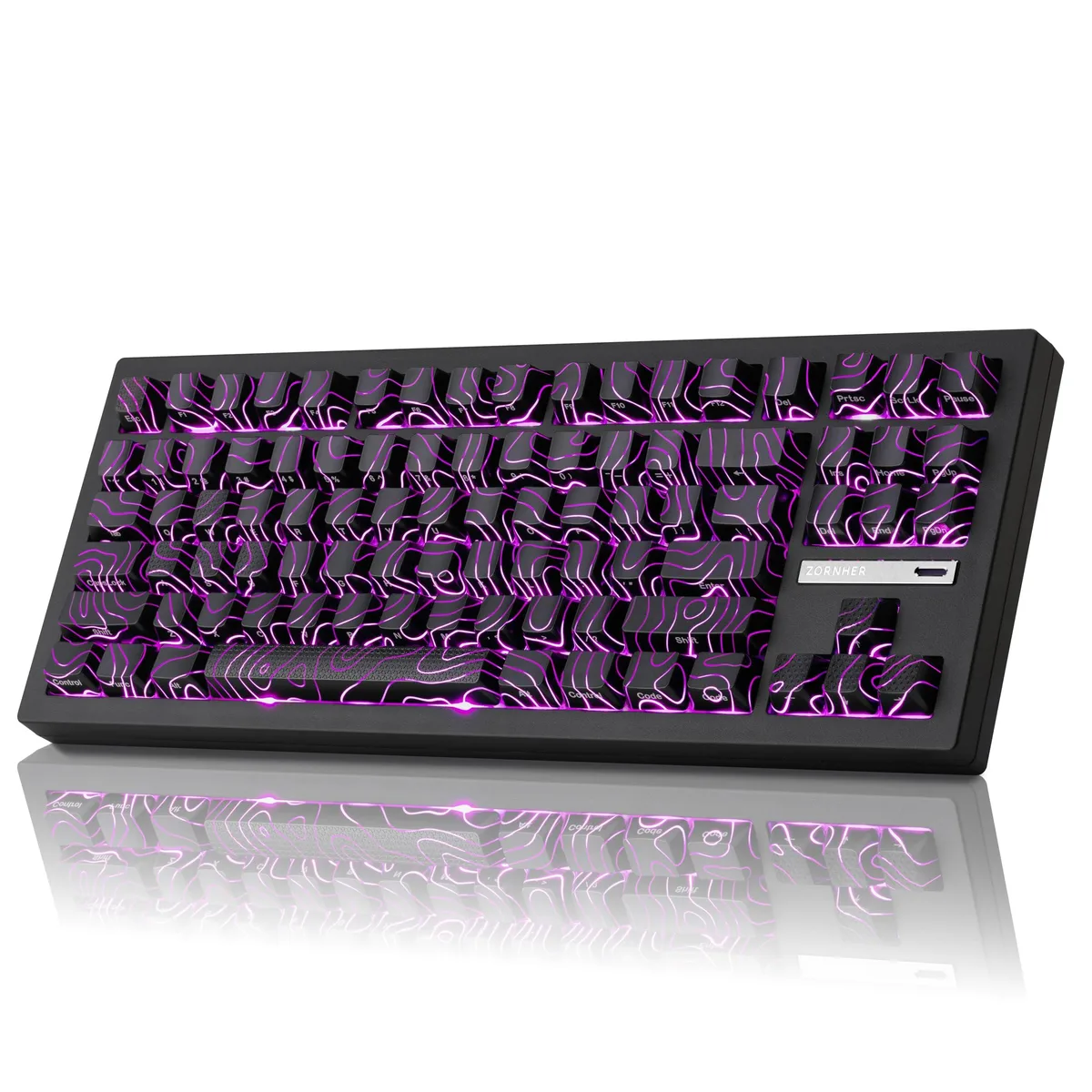 ZORNHER ZORNHER ZH870 Black Topographic Wireless Mechanical Gaming Keyboard — product photo