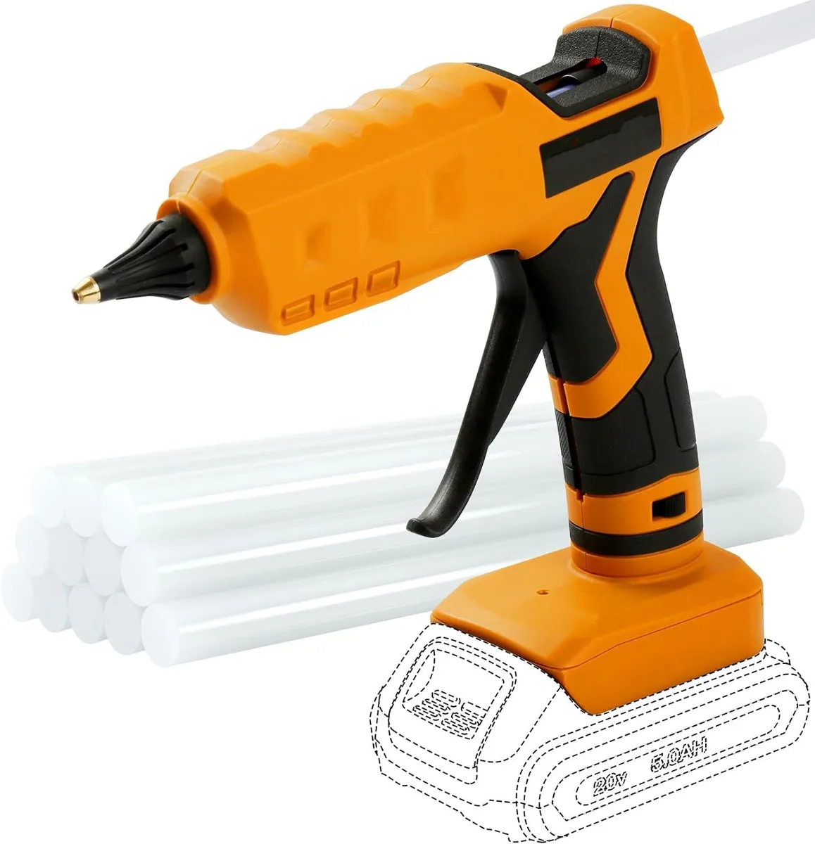 Corn Electronics Corn Electronics Cordless Hot Glue Gun 100W for Dewalt 20V Battery 12 Sticks .43in — product photo