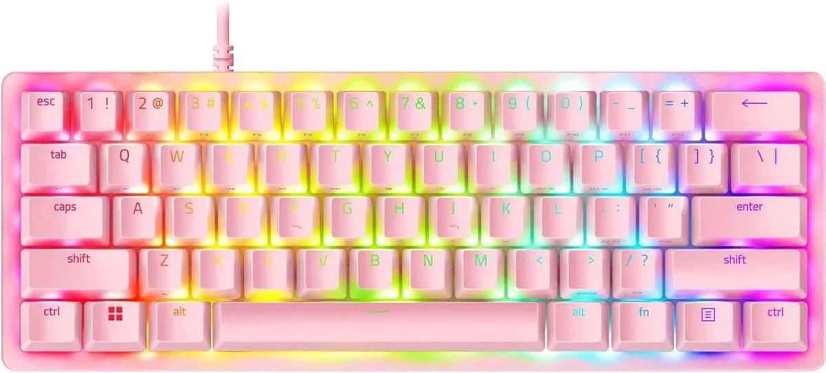 Razer USA Ltd Razer USA Ltd Huntsman Mini 60 Gaming Keyboard Quartz Pink — product photo