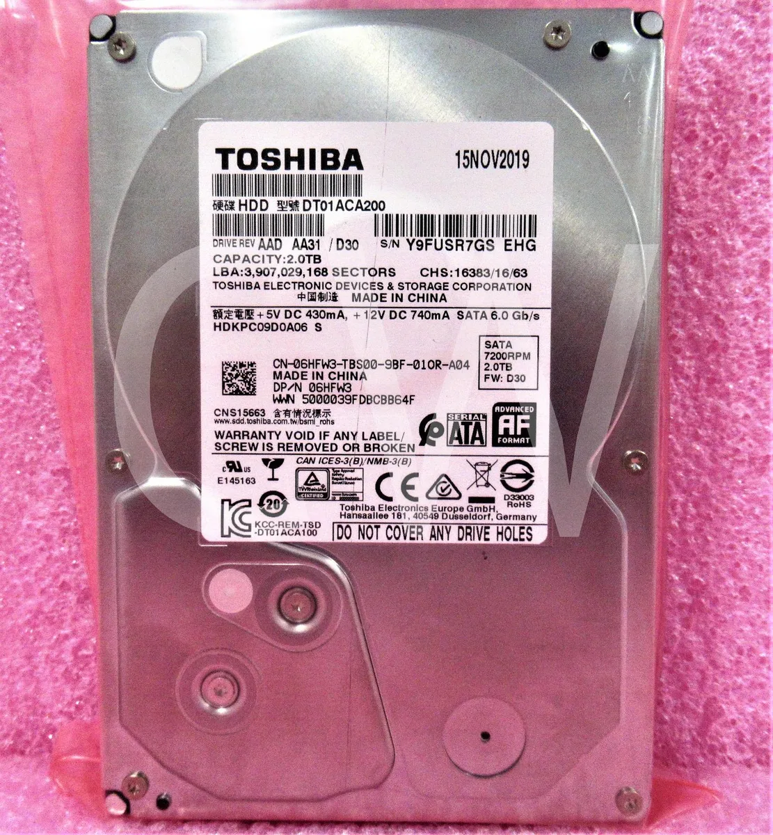 DELL DELL DT01ACA200 2TB 7200RPM 3.5" SATA internal hard drive — product photo