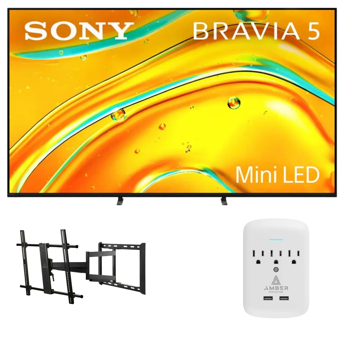 Sony Sony XR50 65" Mini-LED TV with Full-Motion Mount 43-90 and 3-Outlet Surge — product photo