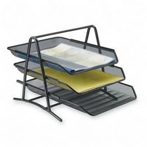 Sparco Products Sparco Products 90206 3-Tier Mesh Desk Tray Black 10.75x14.38x11 office furniture — product photo
